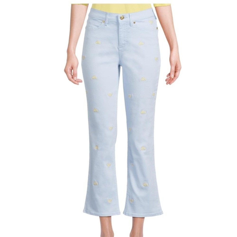 Lilly Pulitzer Women's Annet Embroidered High-Rise Crop Flare - Size 12